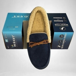 MEN'S ISOTONER SIGNATURE SLIPPERS MED 8-9 INDOOR OUTDOOR MEMORY FOAM UNISEX BLUE